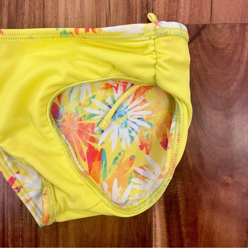 Cat & Jack Girls Swimsuits Yellow Floral 2 Piece & Leopard Print 1 Piece Size 4 - Picture 6 of 16
